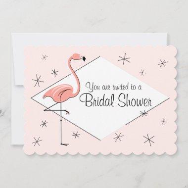 Flamingo Pink Diamond Bridal Shower scalloped Invitations