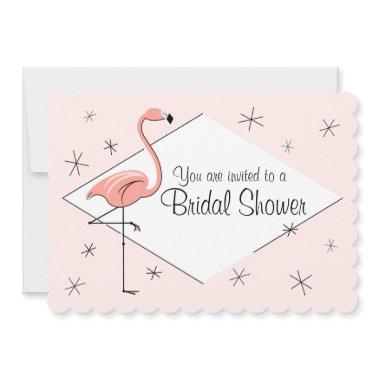 Flamingo Pink Diamond Bridal Shower scalloped Invitations