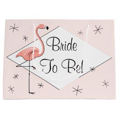 Flamingo Pink diamond Bride To Be! gift bag large