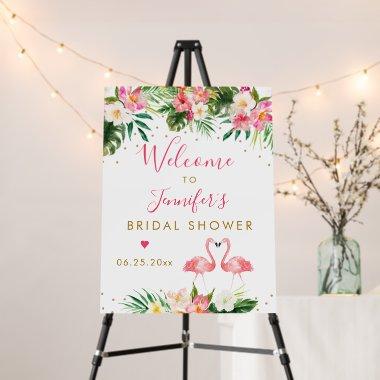 Flamingo Pink Gold Floral  Welcome Foam Board