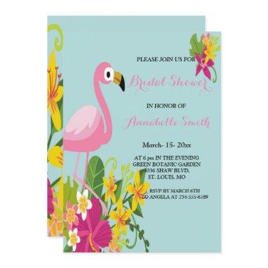 Flamingo Tropical Bridal Shower Invitations