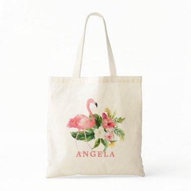 Flamingo Tropical Floral Bridesmaid Favor Tote Bag