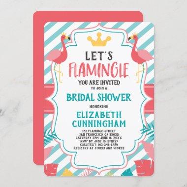 Flamingo Tropical Let's Flamingle Bridal Shower Invitations