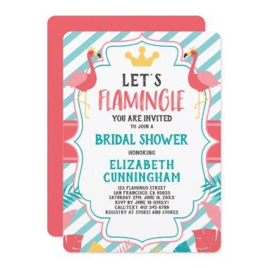 Flamingo Tropical Let's Flamingle Bridal Shower Invitations