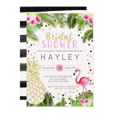 Flamingo Tropical Pineapple Bridal Shower Invite