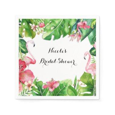 Flamingo Tropics Summer Birthday Party Elegant Napkins