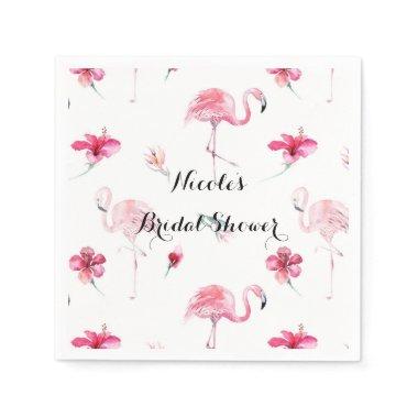 Flamingo Tropics Summer Birthday Party Elegant Napkins