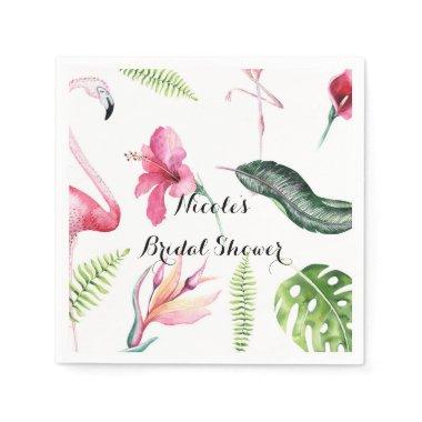 Flamingo Tropics Summer Birthday Party Elegant Paper Napkins