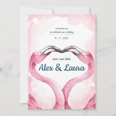 Flamingo wedding Invitations