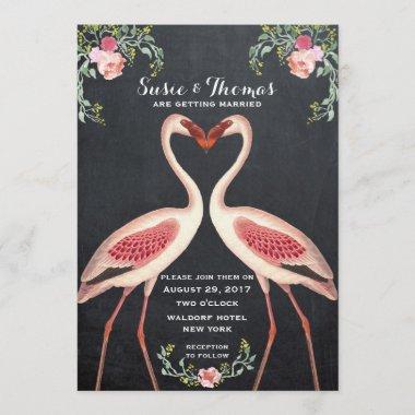 Flamingo wedding Invitations chalkboard