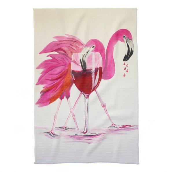 Flamingos In Wine Towel