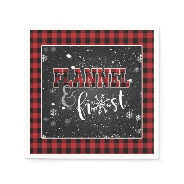 Flannel and Frost Paper Napkin - Red - Snow
