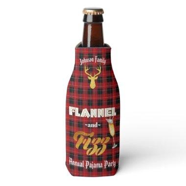 Flannel & Fizz Red|Black Plaid|Gold Foil Holiday Bottle Cooler