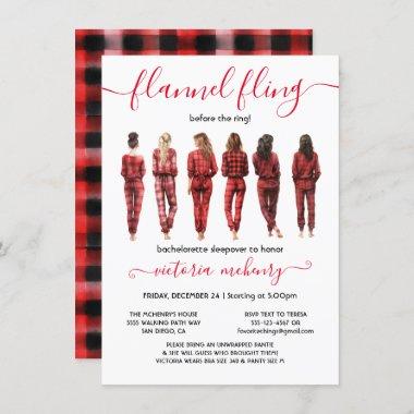 Flannel Fling Before the Ring Bachelorette Party Invitations