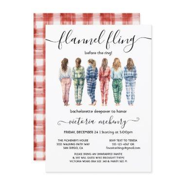 Flannel Fling Before the Ring Bachelorette Party Invitations