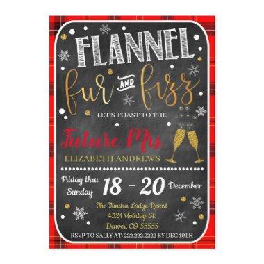 Flannel Fur And Fizz Bachelorette Invitations