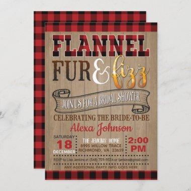 Flannel Fur and Fizz Bridal Shower Invitations