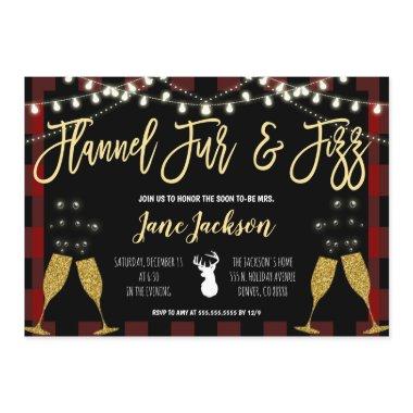 Flannel Fur and Fizz Party Invitations