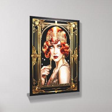 Flapper girl red hair great gatsby theme decor canvas photo tile