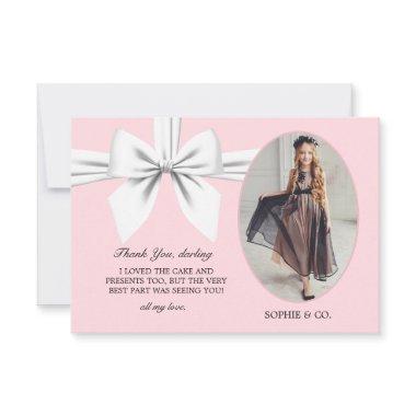 Flat Elegant Pink Tiffany White Bow Thank You