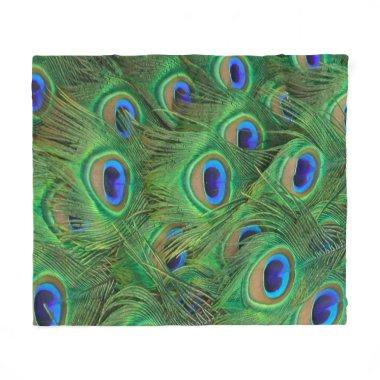 Fleece Blanket, Beautiful Peacock Feathers Photo