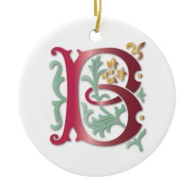 Fleur-de-lis B Monogram Ceramic Ornament