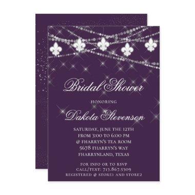 Fleur de Lis Lights | Purple Moody Theme Shower Invitations