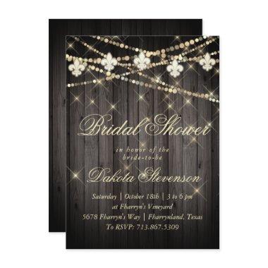 Fleur de Lis Wood Lights | Rustic Shower Invitations