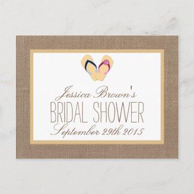 Flip-Flop Burlap Beach Bridal Shower Recipe Invitations