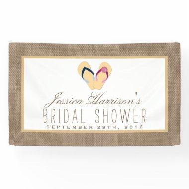 Flip-Flop Sand Beach Burlap Bridal Shower Banner