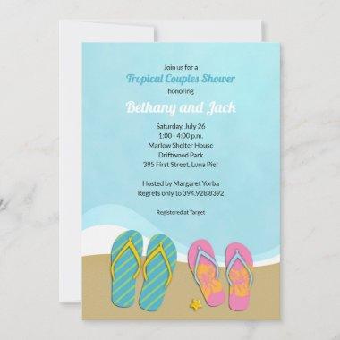 Flip Flops Tropical Bridal Shower Invitations