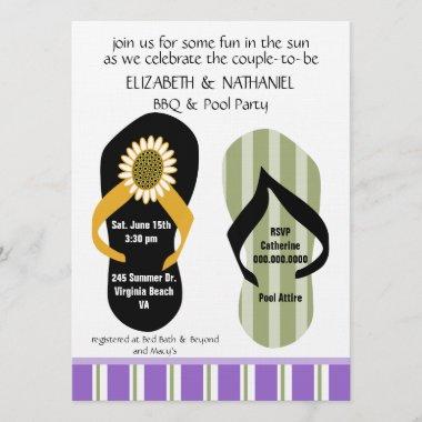 Flippin Out Couples Wedding Shower Pool Party Invitations