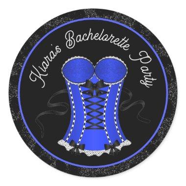 Flirty Blue Corset Classic Round Sticker
