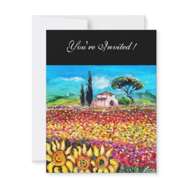 FLORA IN TUSCANY/ Fields ,Poppies and Sunflowers Invitations