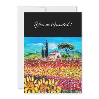 FLORA IN TUSCANY/ Fields ,Poppies and Sunflowers Invitations