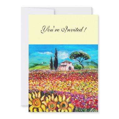 FLORA IN TUSCANY/ Fields ,Poppies and Sunflowers Invitations