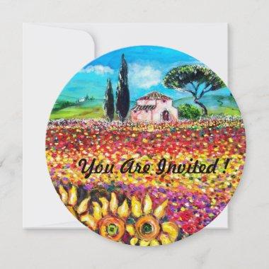 FLORA IN TUSCANY/ Fields ,Poppies and Sunflowers Invitations