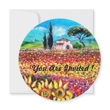 FLORA IN TUSCANY/ Fields ,Poppies and Sunflowers Invitations