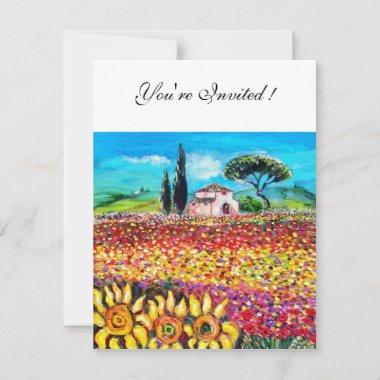 FLORA IN TUSCANY/ Fields ,Poppies and Sunflowers Invitations