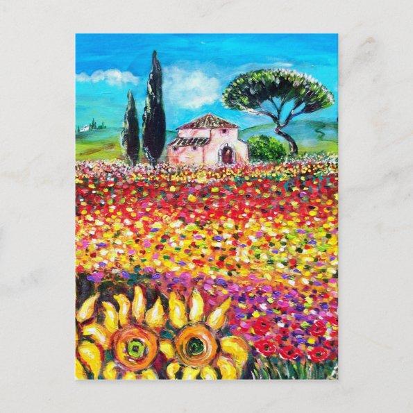 FLORA IN TUSCANY/ Fields ,Poppies and Sunflowers PostInvitations