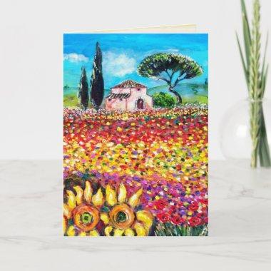 FLORA IN TUSCANY Poppies and Sunflowers Invitations