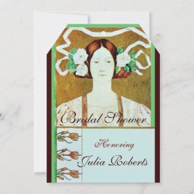 FLORA / LADY WITH WHITE ROSES BRIDAL SHOWER PARTY Invitations