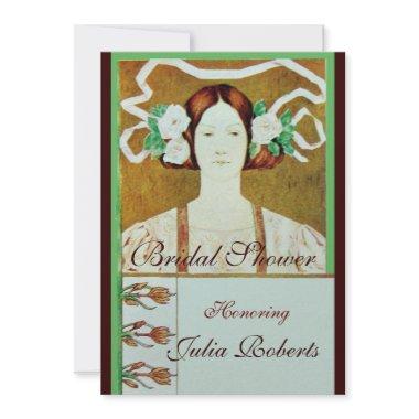 FLORA /LADY WITH WHITE ROSES BRIDAL SHOWER PARTY Invitations