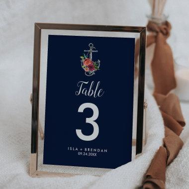Floral Anchor | Navy Autumn " Table Number