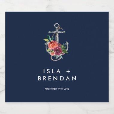 Floral Anchor | Navy Autumn Anchored with Love Liquor Bottle Label