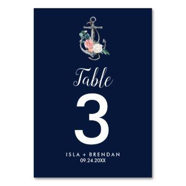 Floral Anchor | Navy Summer Table Number