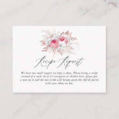 Floral and Lace Bridal Shower Recipe Request Enclosure Invitations