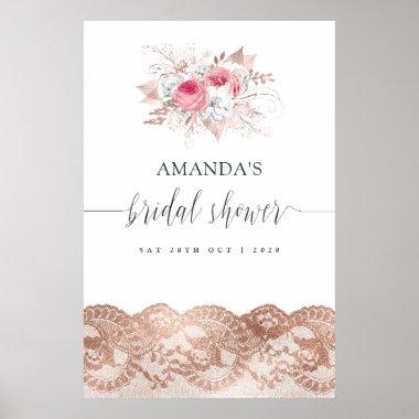 Floral and Lace Bridal Shower Welcome Poster