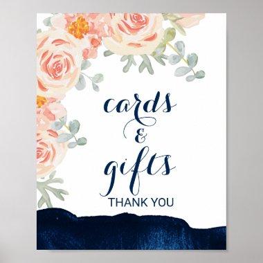 Floral and Navy Watercolor Invitations and Gifts Sign