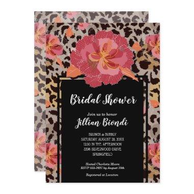 Floral Animal Print Bridal Shower Invitations